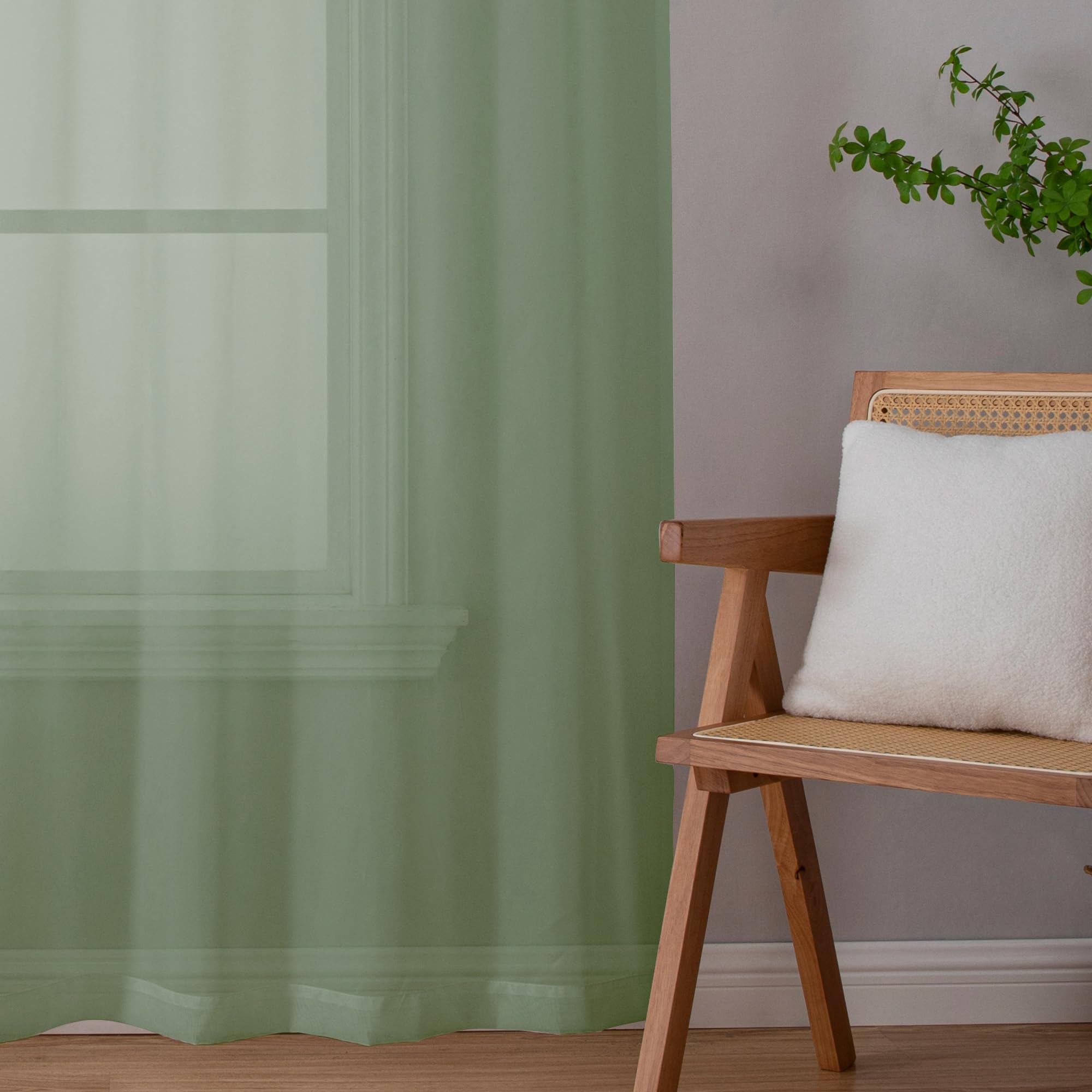 Short Sheer Curtains 30 Inches 2 Panels Set, Kitchen Tiers Light Filtering Rod Pocket Cafe Curtains for Kitchen Bathroom Small Half Window, 42 in W x 30 in L, Sage Green