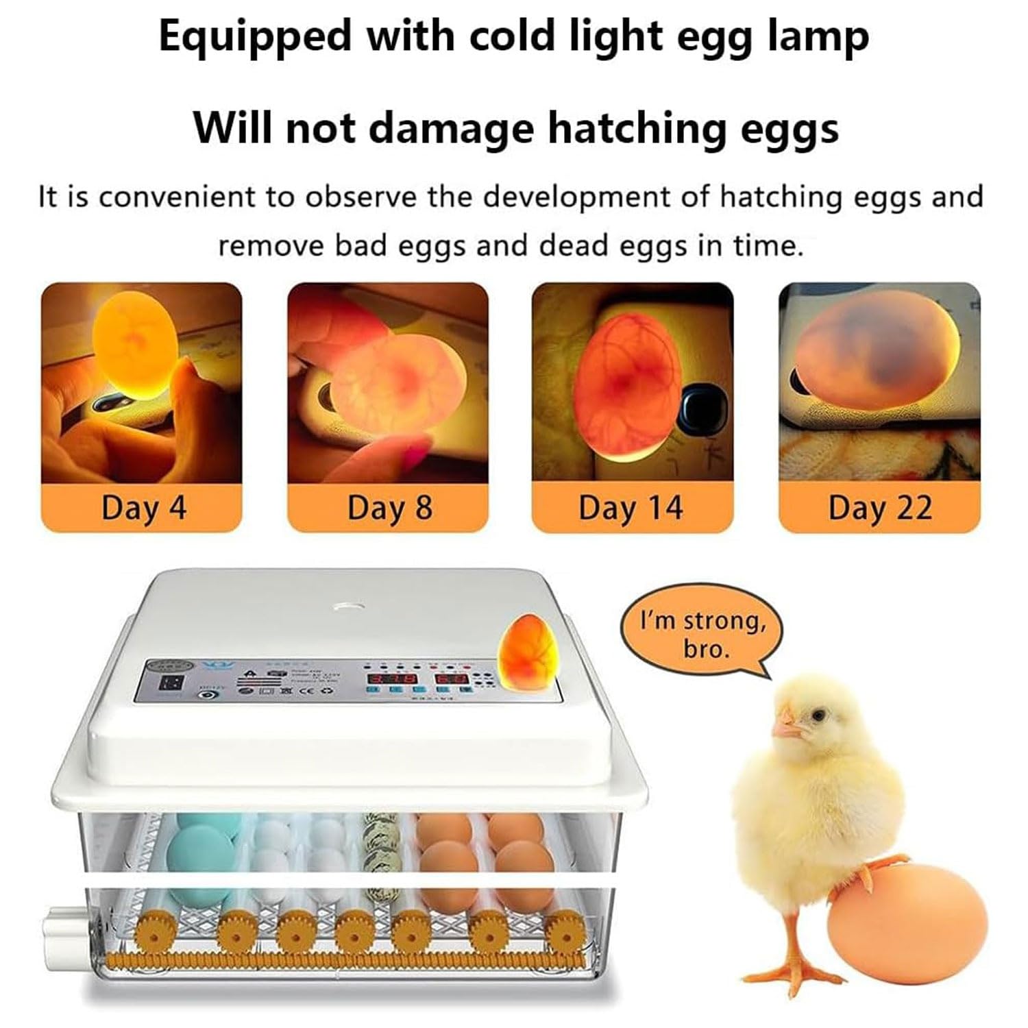 Incubadora digital de huevos con giro automático y pantalla LED para incubar aves de corral