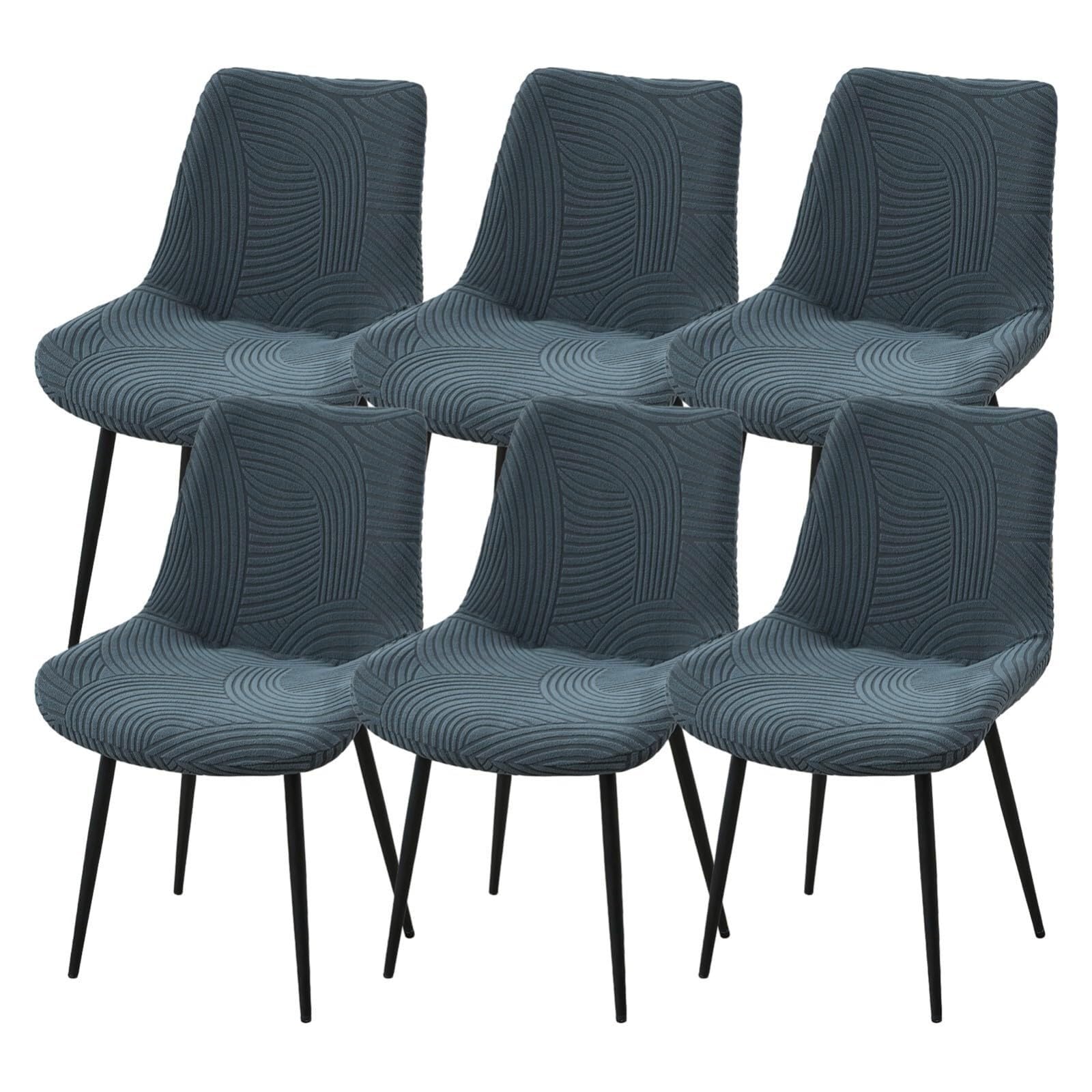 NMVAWIPT Stretch Shell Chair Covers, Armless Mid Century Modern Dining Slipcovers, Polyester Protectors, Machine Washable(#4,6pcs)