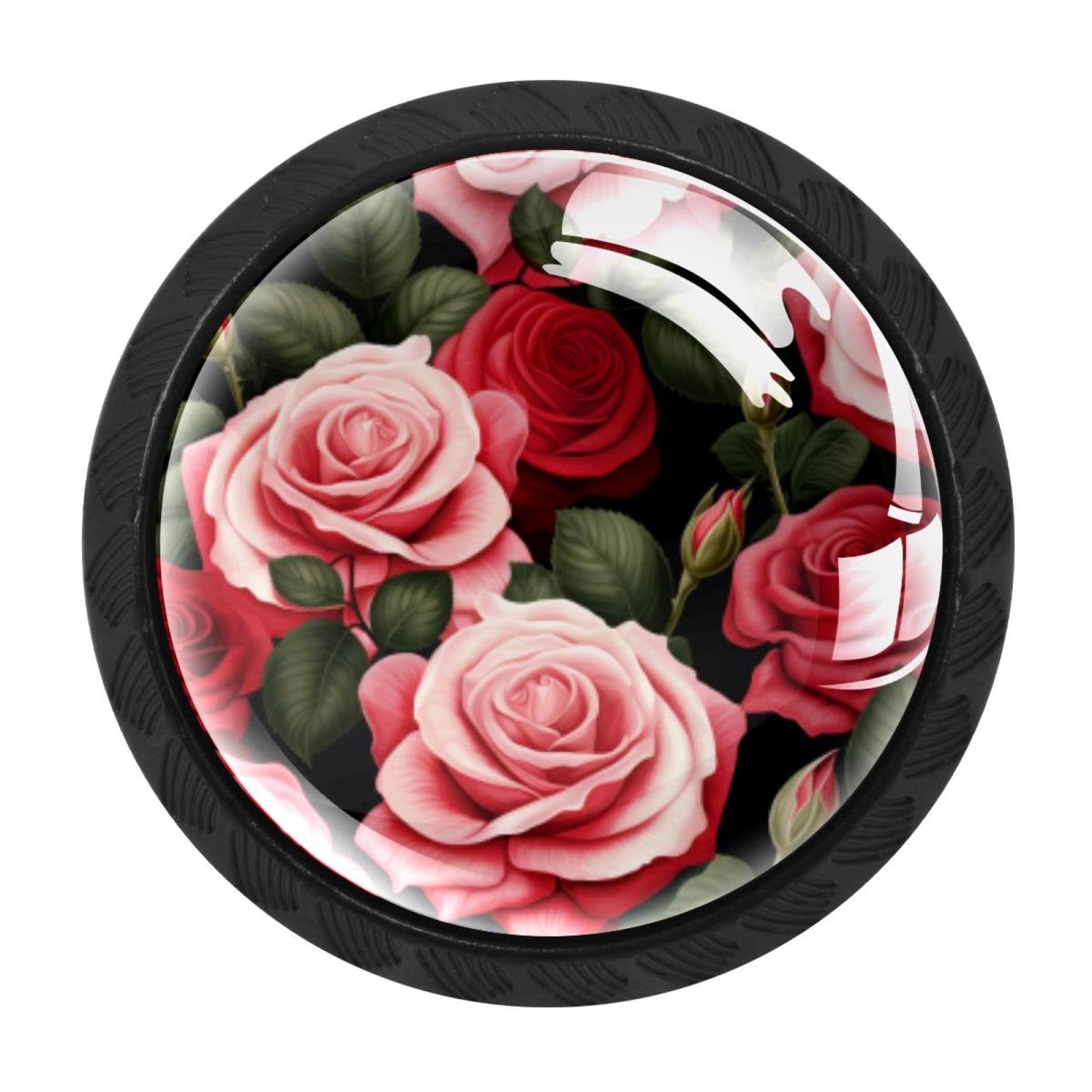 CHENZZZZ Rose Cabinet Knobs 4 Pieces Drawer Kitchen Cabinets Dresser Cupboard Wardrobe Unique Pulls Handles