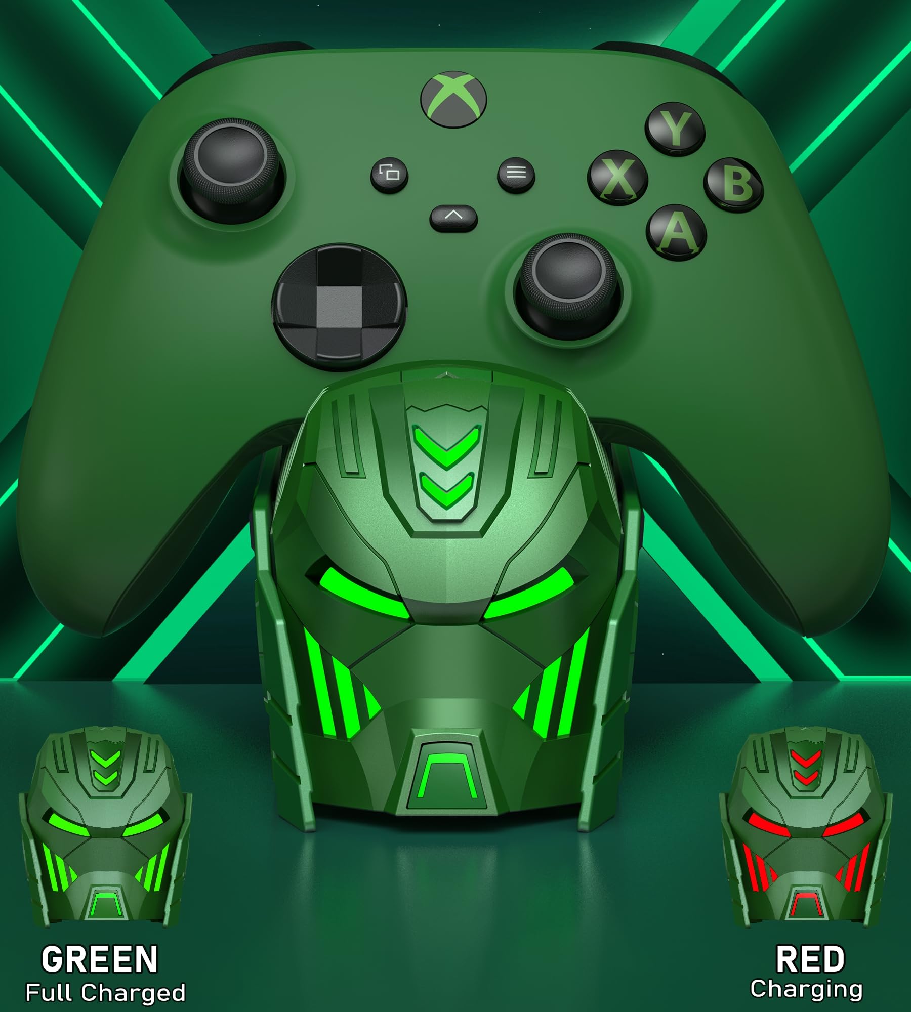Dock di ricarica HELLCOOL per controller Xbox con batteria ricaricabile da 2x5520mWh per Xbox Series X|S, Xbox One/Elite/S|X Controller, confezione di batterie per caricabatterie Xbox con vano