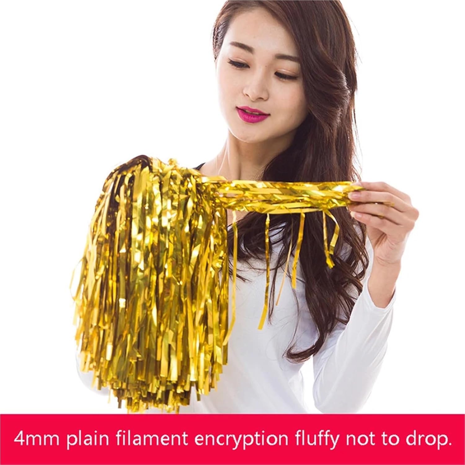 Cheerleading Pom Poms 12Pcs Stunning Pair of Non-Fading Metallic Cheerleading Pom Poms, Ideal for Kids and Adults, Brilliant for Sports and Dance Teams