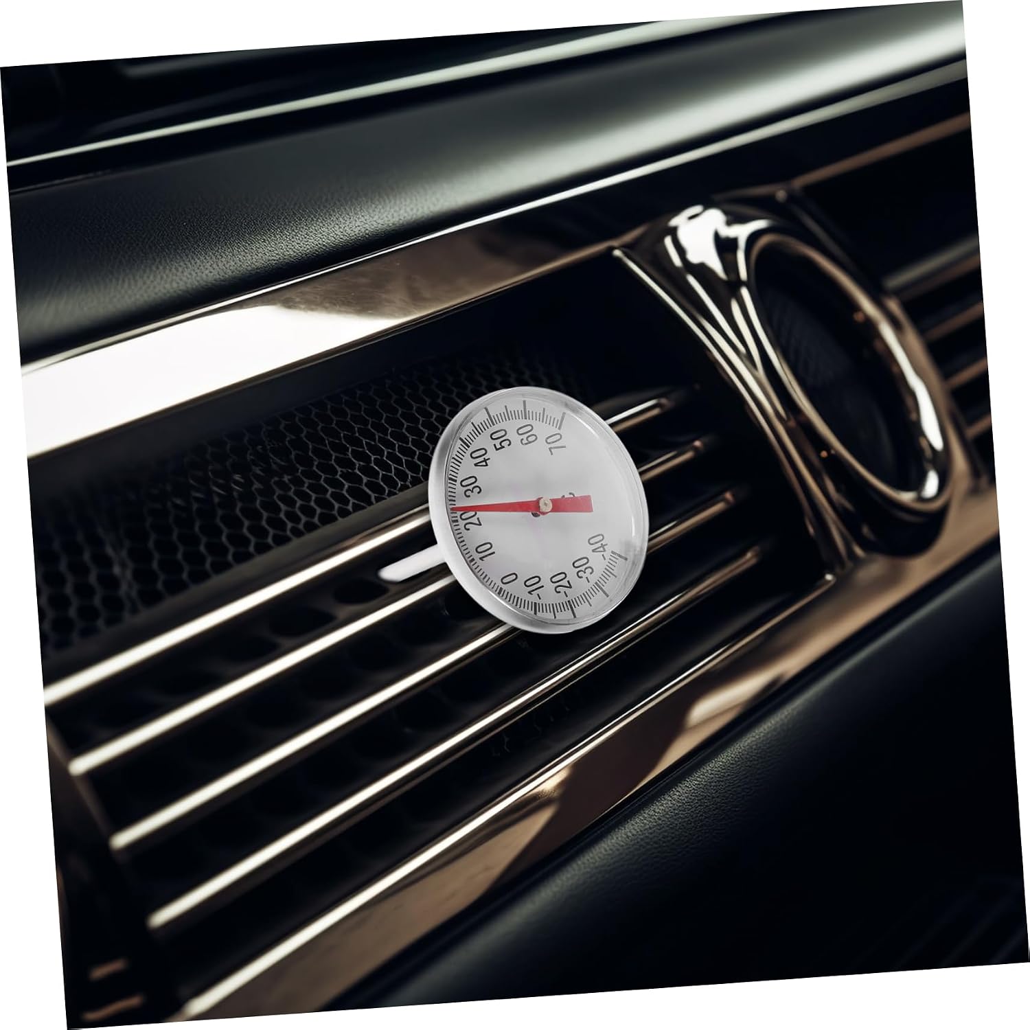 Ciieeo 2pc Car Interior Mechanical Thermometer for Air Conditioner Stylish Clock Shape Accessories Red Easy Installation for Vehicle and Home Use No Battery Required