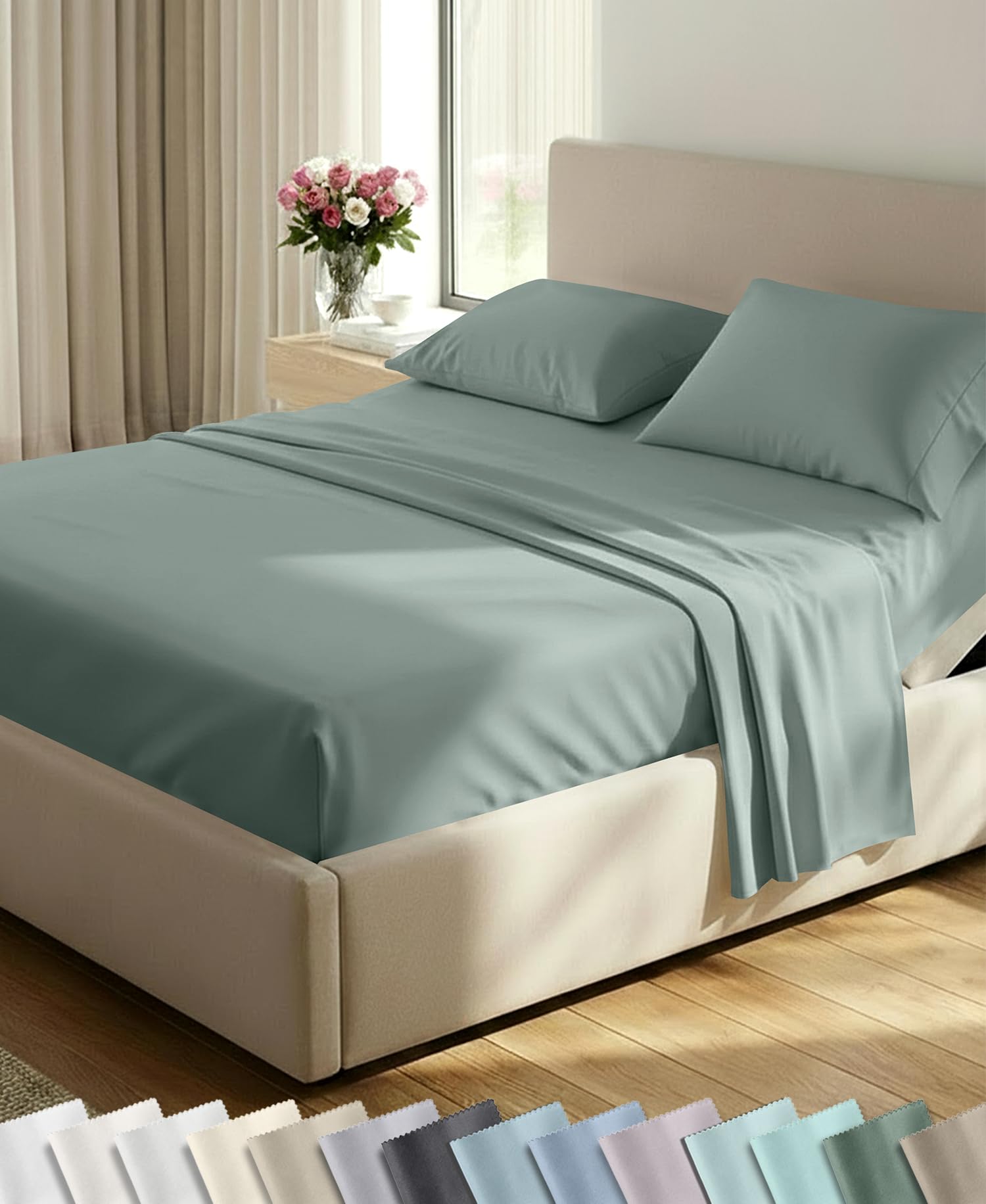 California Design Den 600 Thread Count Split King Bed Sheets, 5 Pcs