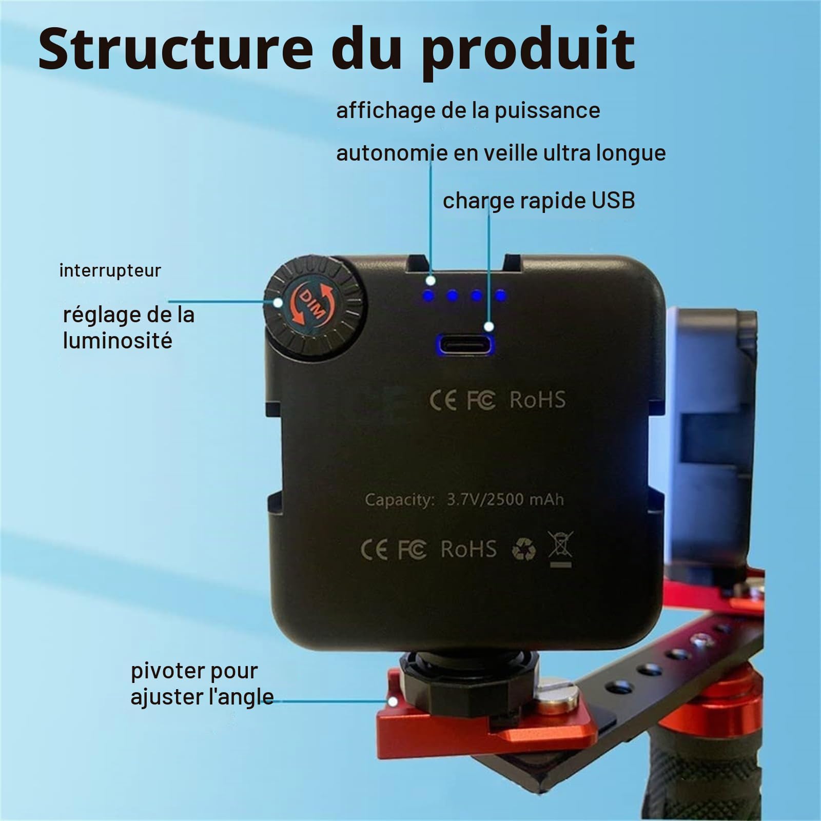 Aide à la Photographie Dentaire, lumière de Remplissage for Appareil Photo de téléphone Portable Dentaire avec Angle réglable à 360 °, kit d'éclairage de Studio de lumière vidéo LED