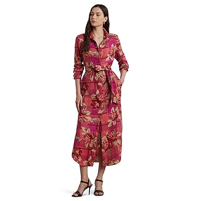 Lauren Ralph Lauren Petite Floral Checked Linen Shirtdress Women