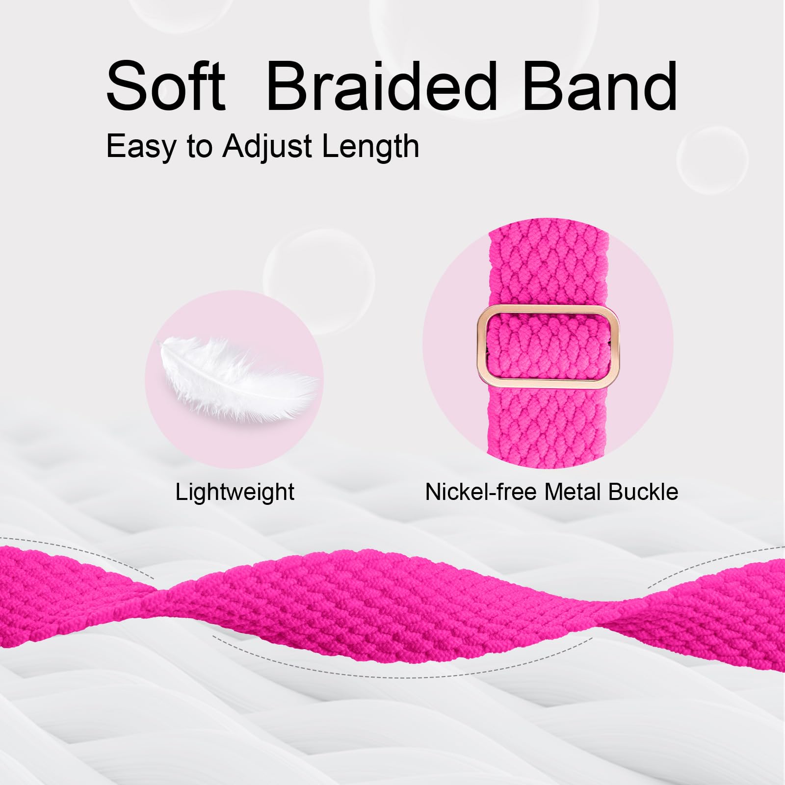 AMSKY Cinturini in Intrecciato Compatibile con Cinturino Apple Watch 40mm 44 mm 45mm 41mm 42mm 38mm 49mm Donna, Tessile Cinturino Compatibile con Apple Watch Se Ultra 9 8 7 6 5 4 3 2 1, Rosa Caldo