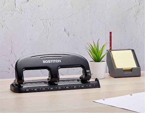 Miniatura 7 de Bostitch Office EZ Squeeze - Perforadora estándar de 20 hojas de 3 agujeros, construcción de metal, plata/negro (HP20)