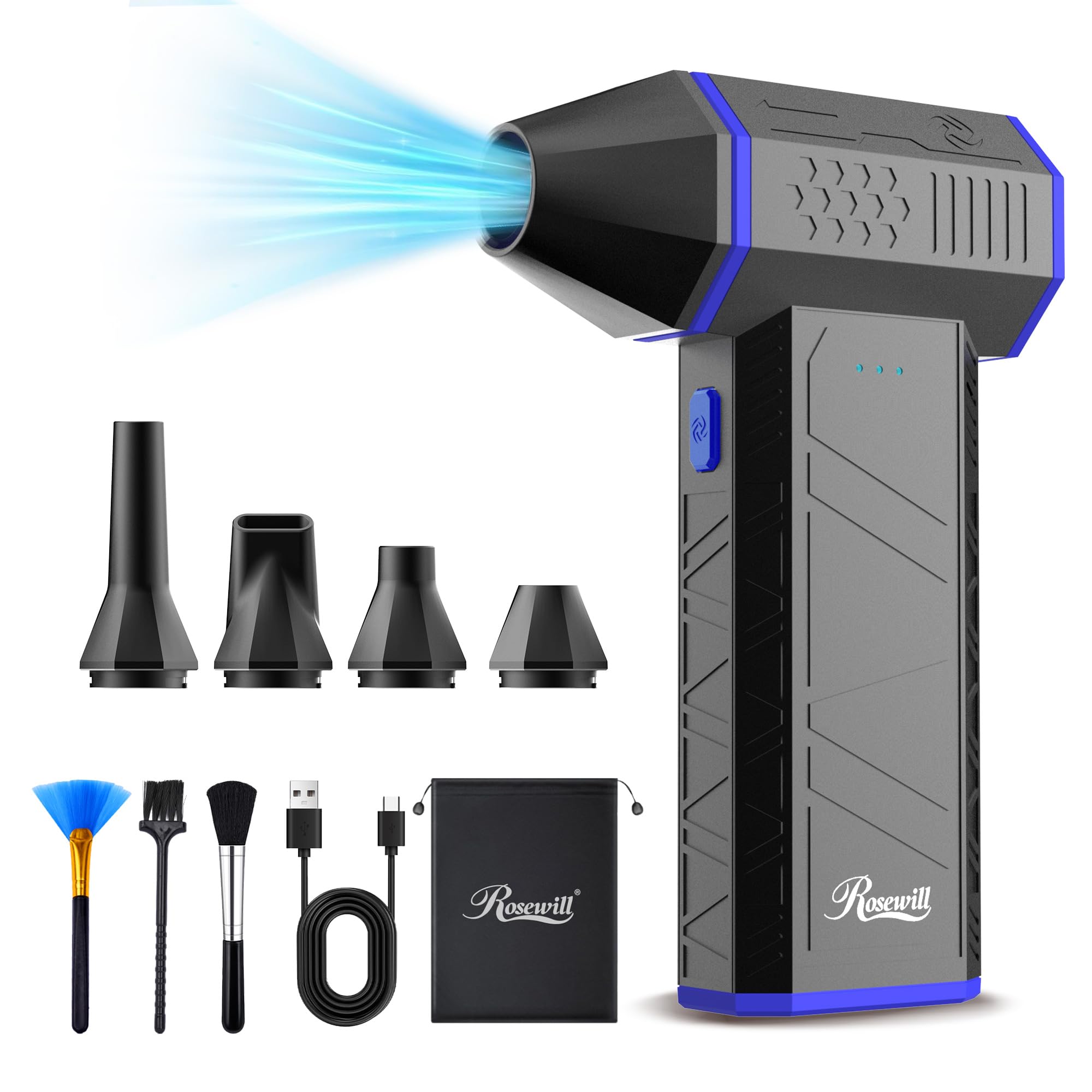 Photo 1 of ***MISSING PARTS***
Rosewill Electric Air Duster - 110,000 RPM Super Power Cordless Compressed Air Duster, 3-Gear Adjustable Mini Blower with Fast Charging, Dust Blower for Computer, Keyboard, Pet, House, Outdoor and Car