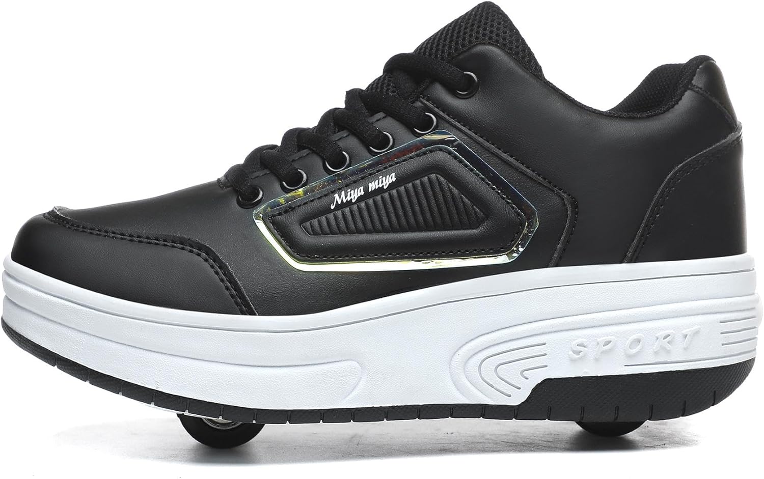 XRDSHY Schoenen met wieltjes, voor kinderen, 4 wieltjes, skateboardschoenen, sportschoenen voor jongens en meisjes, 2-in-1 multifunctionele rolschaatsen, outdoor-loopschoenen, roze, maat 34 EU