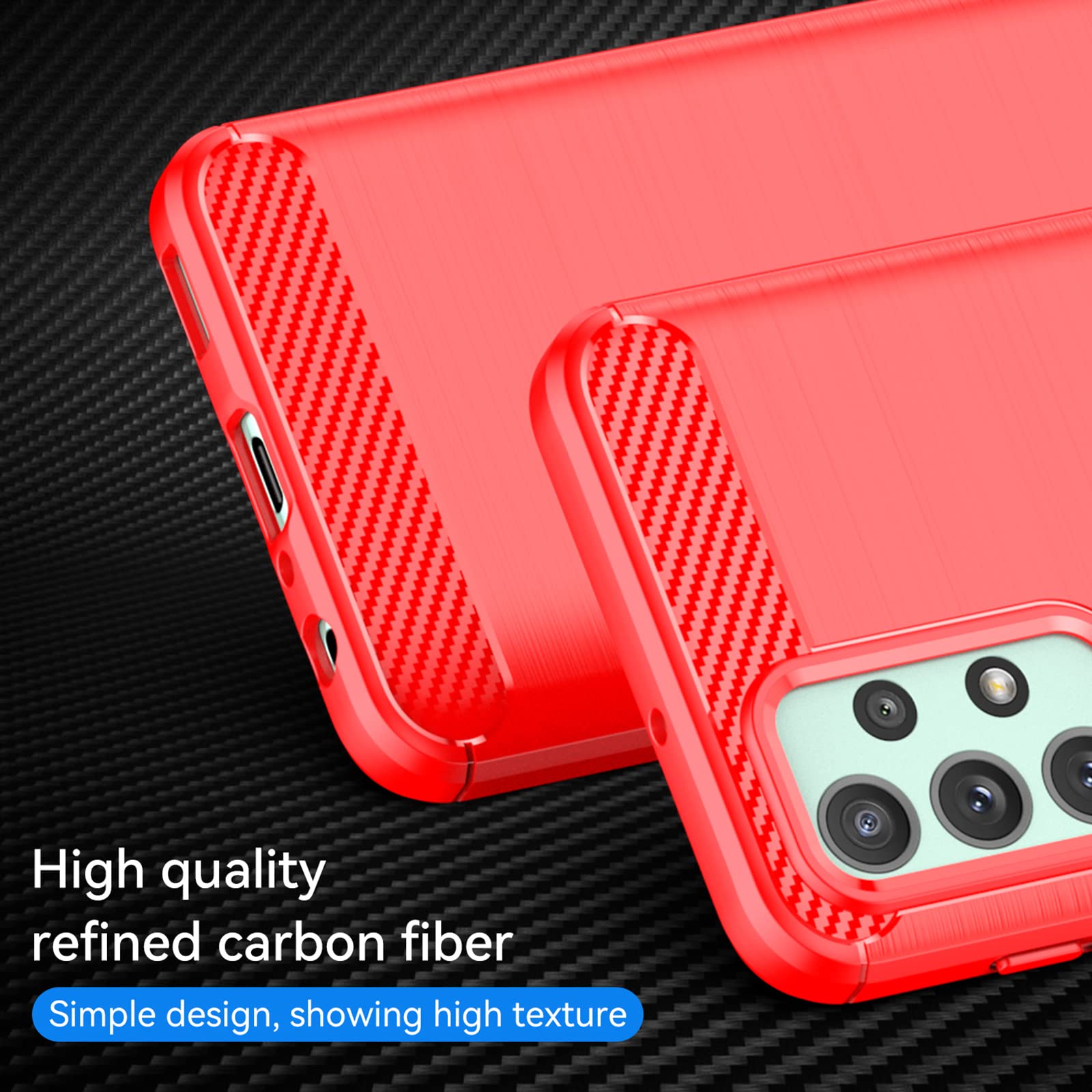 M MAIKZI Cellular Phone Case for Samsung Galaxy A23, Red Brushed TPU, with HD Screen Protector