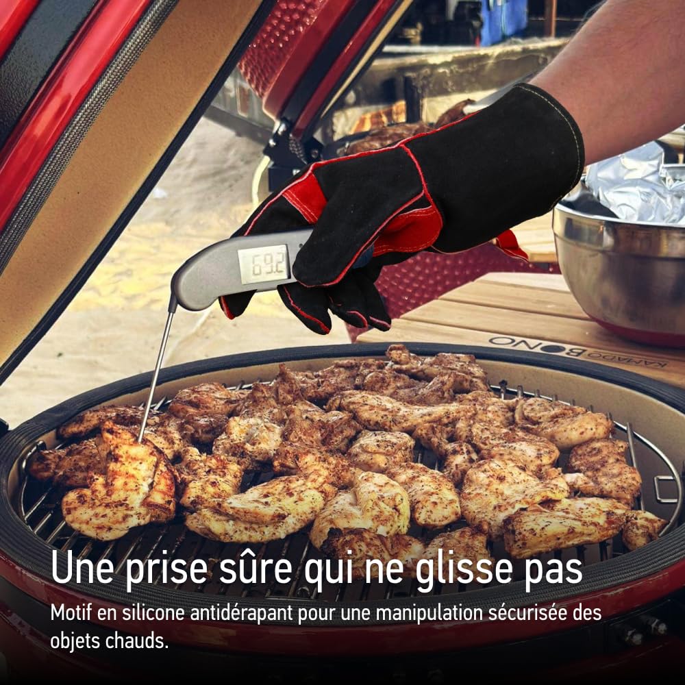 Gants de Barbecue Texas Club en Cuir, résistants aux températures élevées | Gants de Four résistants à la Chaleur, Protection Thermique pour Barbecue | Gants de Four fermes et résistants à la Chaleur