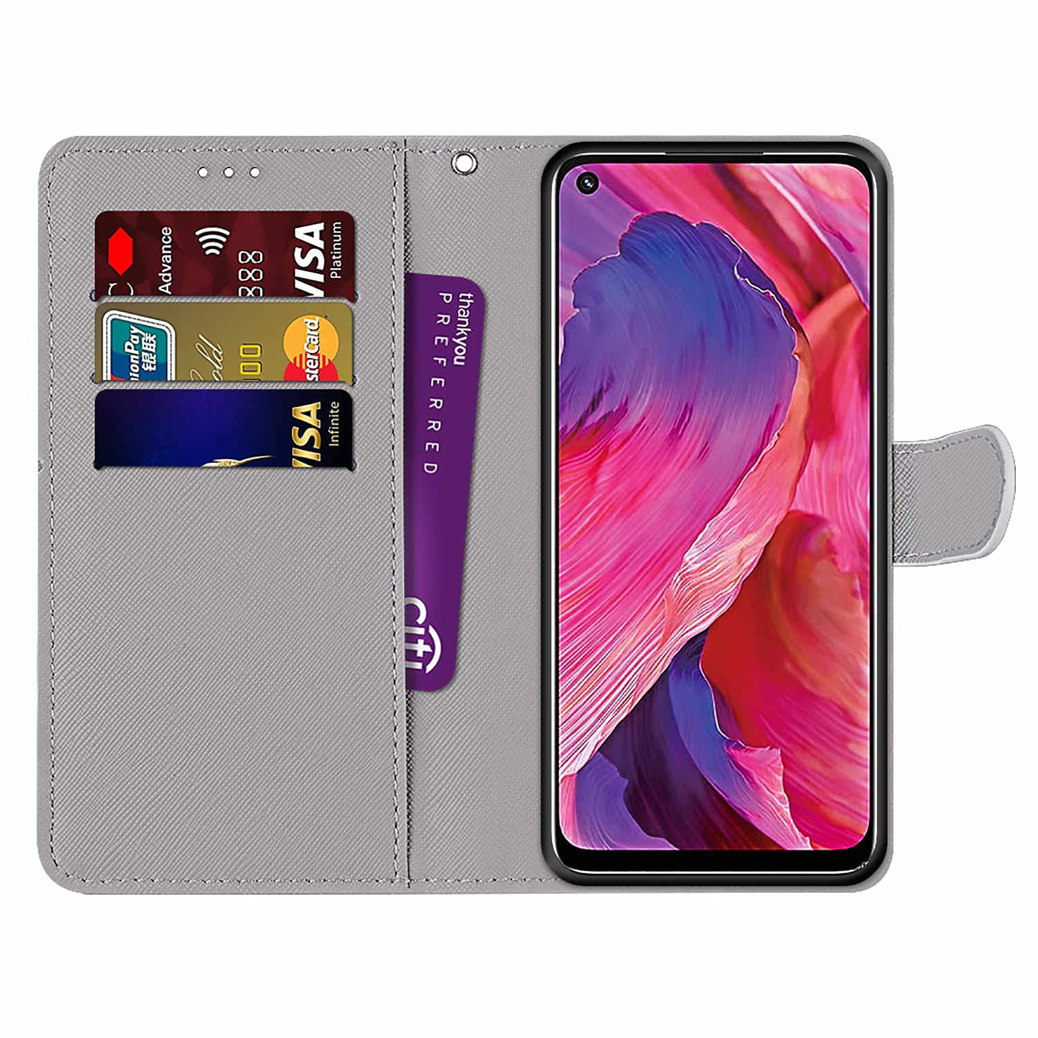 Cover A Portafoglio Per OPPO A54 5G / A74 5G – Custodia In Pelle PU Con Supporto, Chiusura Magnetica, 3 Slot Carte, Disegno Stella - 2