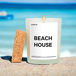 Beach House Candle | Luxury Candle Soy Wax Vanilla Blend | Unique Funny Gifts Cottage, House Warming, Beach House Gifts | Decorative Candle Gift Box Included (Beach House)