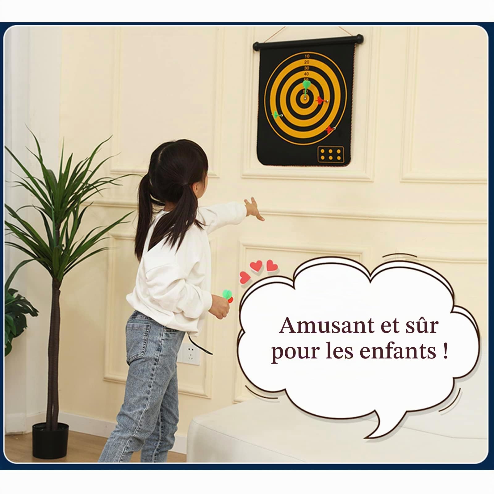 HelaCueil Magnétique Cible de Fléchette Ø38cm - Sécurisé pour Enfants et Adultes Jeu de Fléchettes