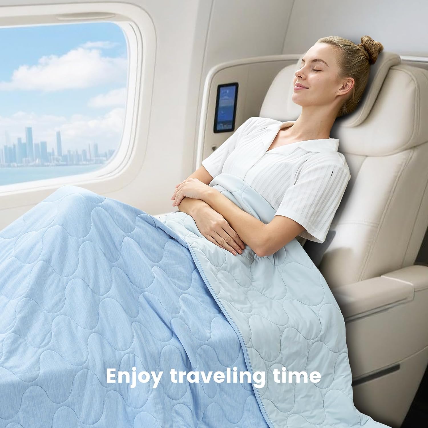 Cozy Bliss Cooling Dual-Sided Blanket for Hot Sleepers, Q-Max>0.46 Lightweight Soft Breathable Bed Blanket, Double Side Cooling Throw for Night Sweats (Cool Blue, 50"x70") - Image 6