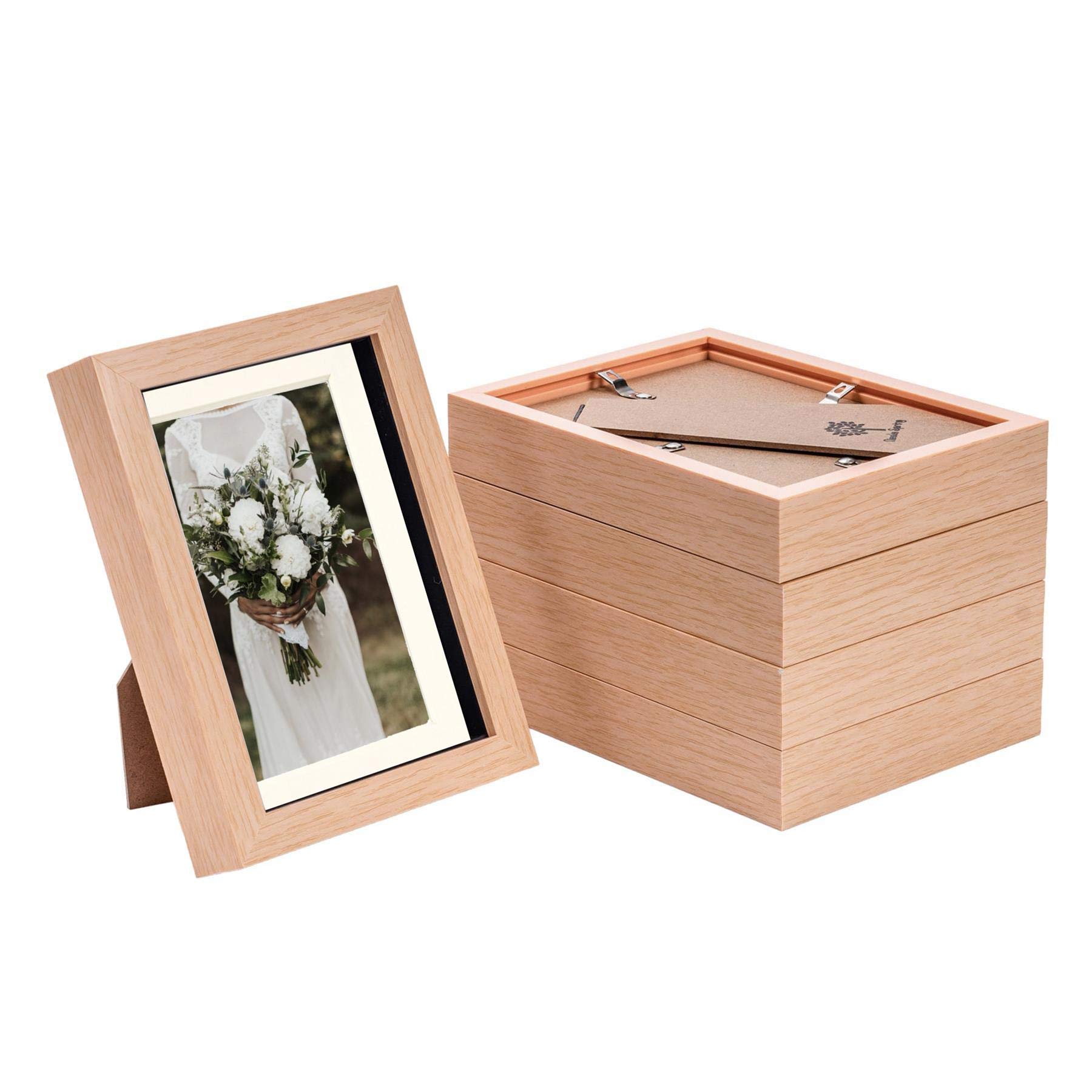 Nicola Spring 5 x 7" Box Photo Frame with 4 x 6" Mount - Grey Mount - Pack of 5
