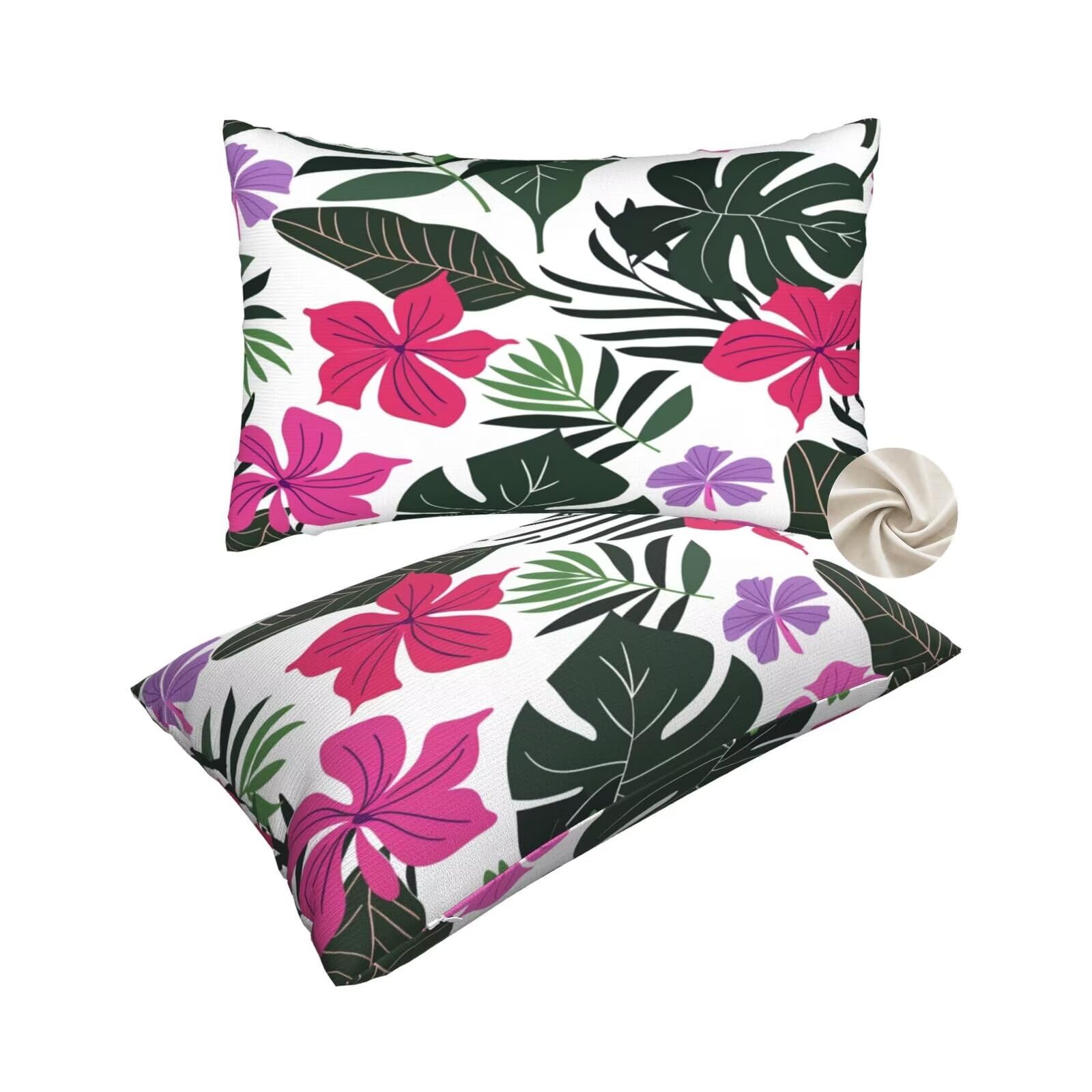 Housses de coussin 50x80 cm plantes tropicales lot de 2 pour canapé et lit