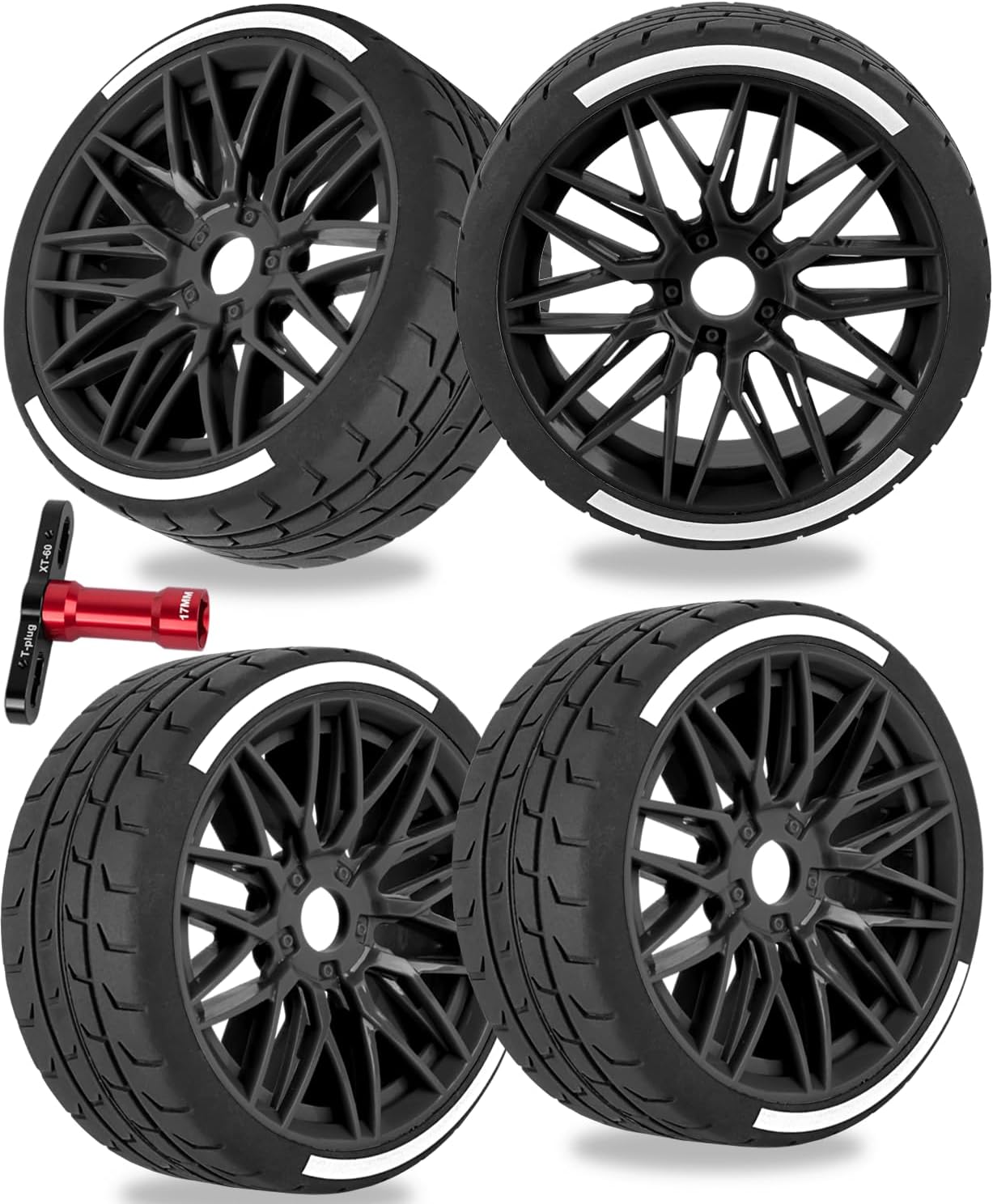 RC Wheels and Tires Highway Tires for 1/8 Typhon 6S BLX,1/7 Infraction 6S BLX,Limitless,RC Wheels RC Tires Soft Tires Buggy Tires Off Road Racing Truck Tires,4pcs,Black