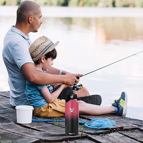 Miniatura 4 de Botella de agua aislada al vacío, botella de agua de acero inoxidable con tapa con popote y tapa flexible (mantiene el frío durante 24 horas, el