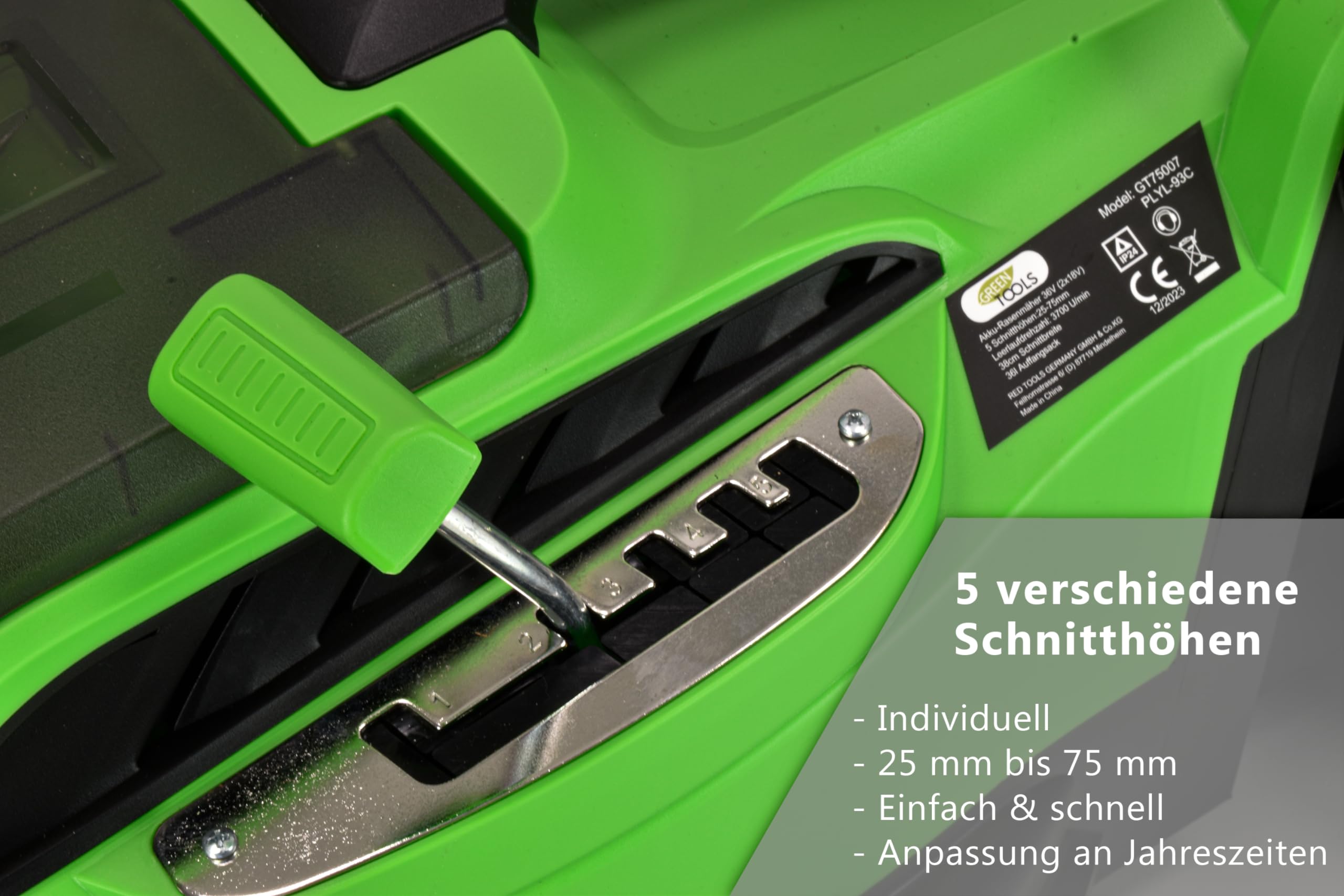 Akku-Rasenmäher 36V mit 2×4Ah Akku & Doppelladegerät | Brushless-Motor · 38 cm Schnittbreite · Mulchfunktion · Doppelladegerät
