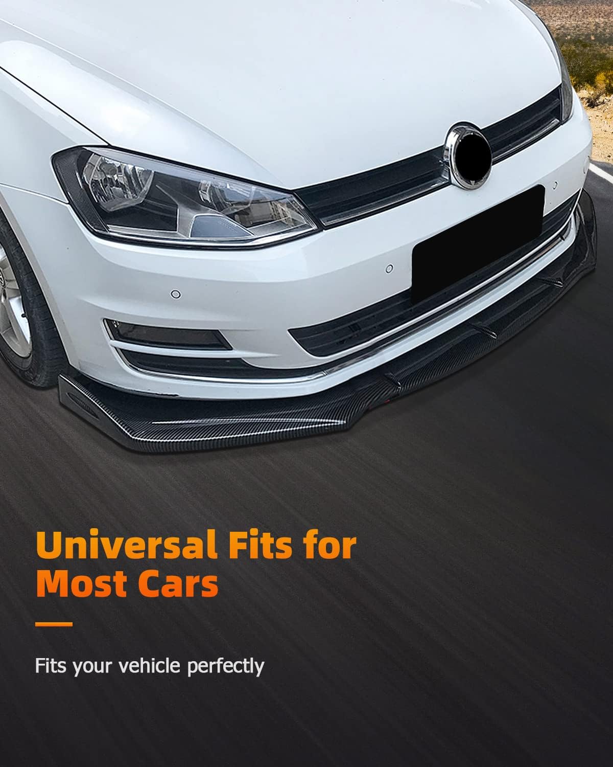 FINDAUTO PP Car Front Lip Body Kits Universal Glossy Carbon Look Front Bumper Lower Lip Splitter Spoiler