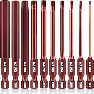 10 Piece Hex Head Allen Wrench Drill Bit Set, 1/4 Inch Hex Shank Metric Sizes 1.5mm to 8mm S2 Steel Hex Allen Power Bit Set, Magnetic Tips 3 Inch Long