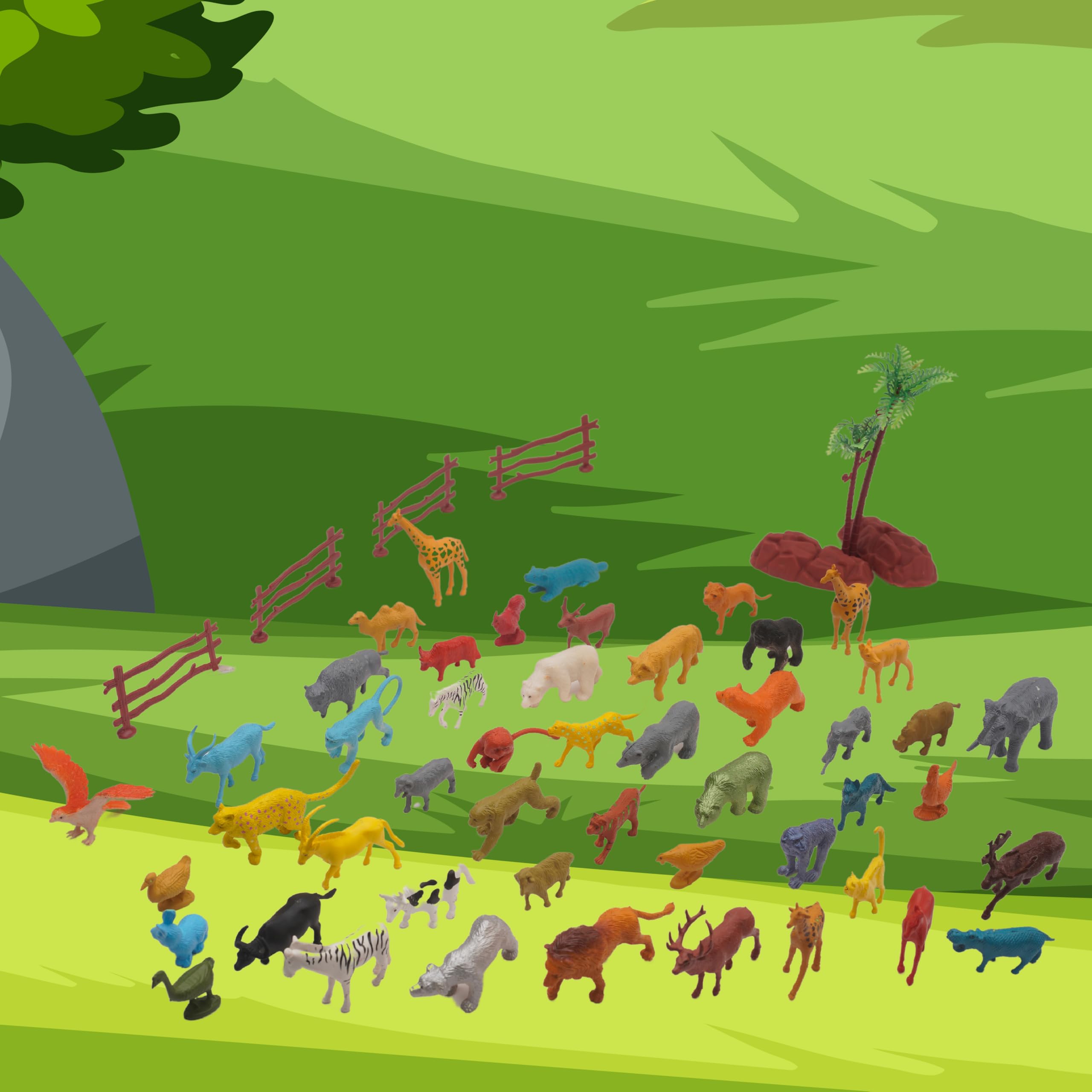 ToyMagic Animal Set 58Pcs | Includes 50 Realistic Animal Figurines and Accessories | Perfect for Educational Play and Imaginative Adventures | Ideal for Kids Aged 3 and Above 3
