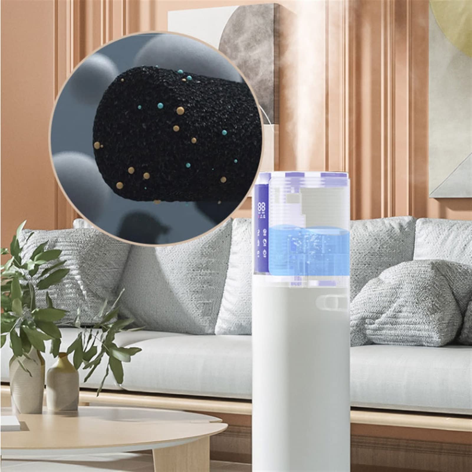 Umidificatore Umidificatore da pavimento per uso domestico Camera da letto Muto 8L Grande capacità Riempimento superiore Diffusore di aromi Umidificatore intelligente a umidità costante - Umidificator