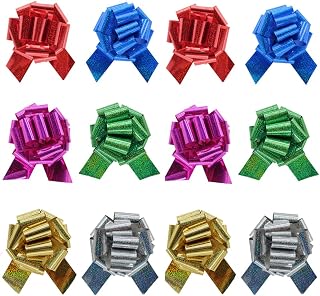 6 Inch Pull Bows for Gift Wrapping – Elegant Gift Wrapping Ribbon for Wedding, Birthday, Party Decorations | Premium Pull Bows for Baskets, Presents & Crafts (Multi-Color, 12Pcs)