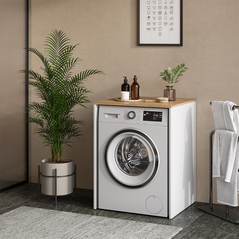 Vicco Armoire Machine à Laver Viktor, Blanc/Artisan, 68x88.2cm, pour Un Rangement Peu encombrant au-Dessus des Machines à Laver