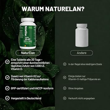 Vitamin d3 k2 High Dose 20000IU + Vitamin K2 MK7 200 mcg per dose 180 Vegetarian Depot in Annual Supply No Additives Produced in Germany 1000 IU per day 2+ years supply 180 tablets with vitamin K2 MK7 200 mcg per dose vegetarian produced in Germany