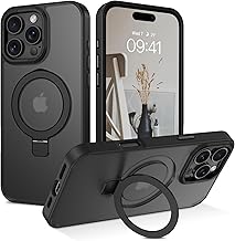 DOMAVER Magnetic Case for iPhone 16 Pro 6.3 inch, with 150° Adjustable Kickstand, Compatible with MagSafe, Case with Invisible Stand Translucent Matte Black