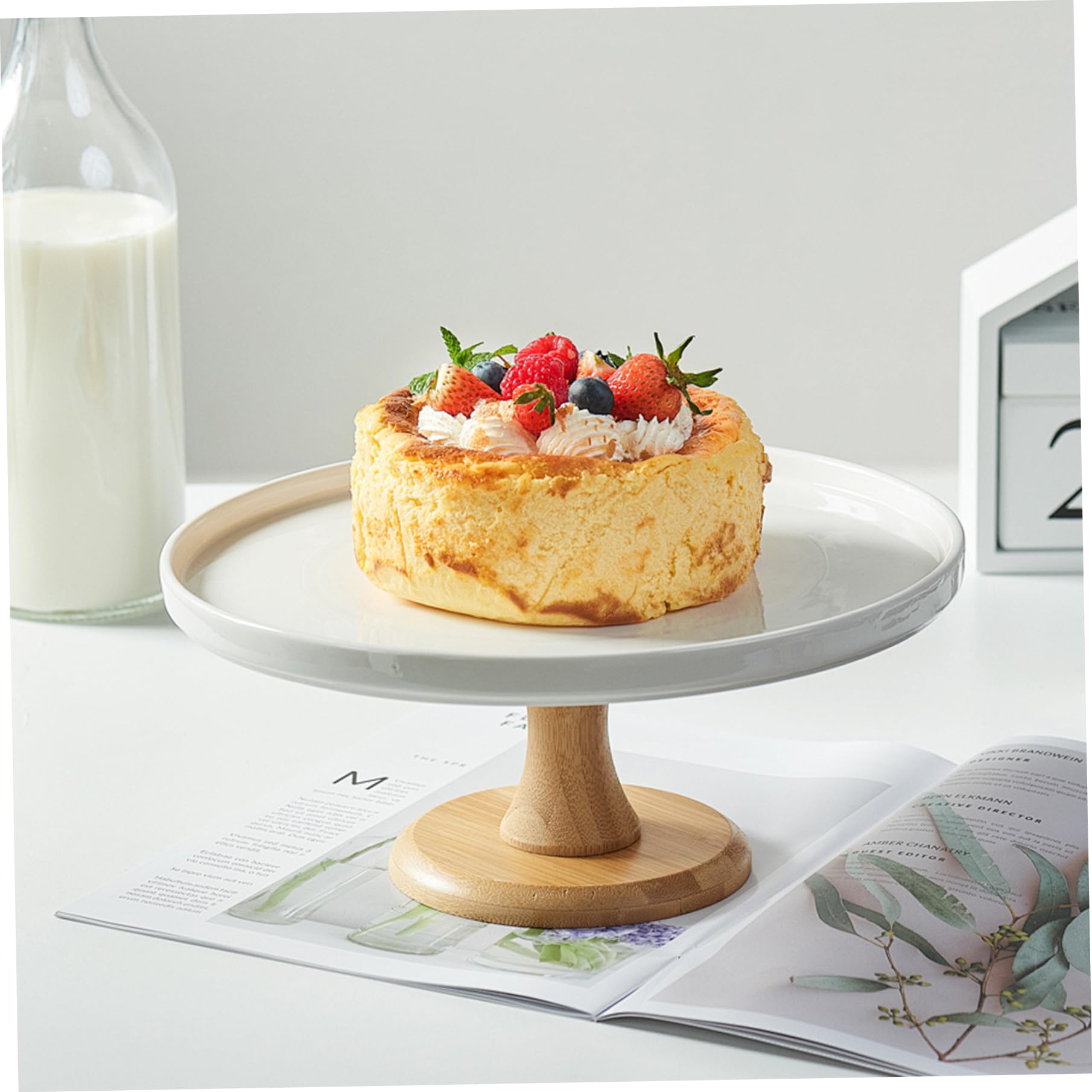 Soporte para pasteles de 8 pulgadas con tapa de vidrio transparente Cúpula para pasteles desmontable Soporte multifuncional para exhibición y almacenamiento de frutas, postres y fiestas.