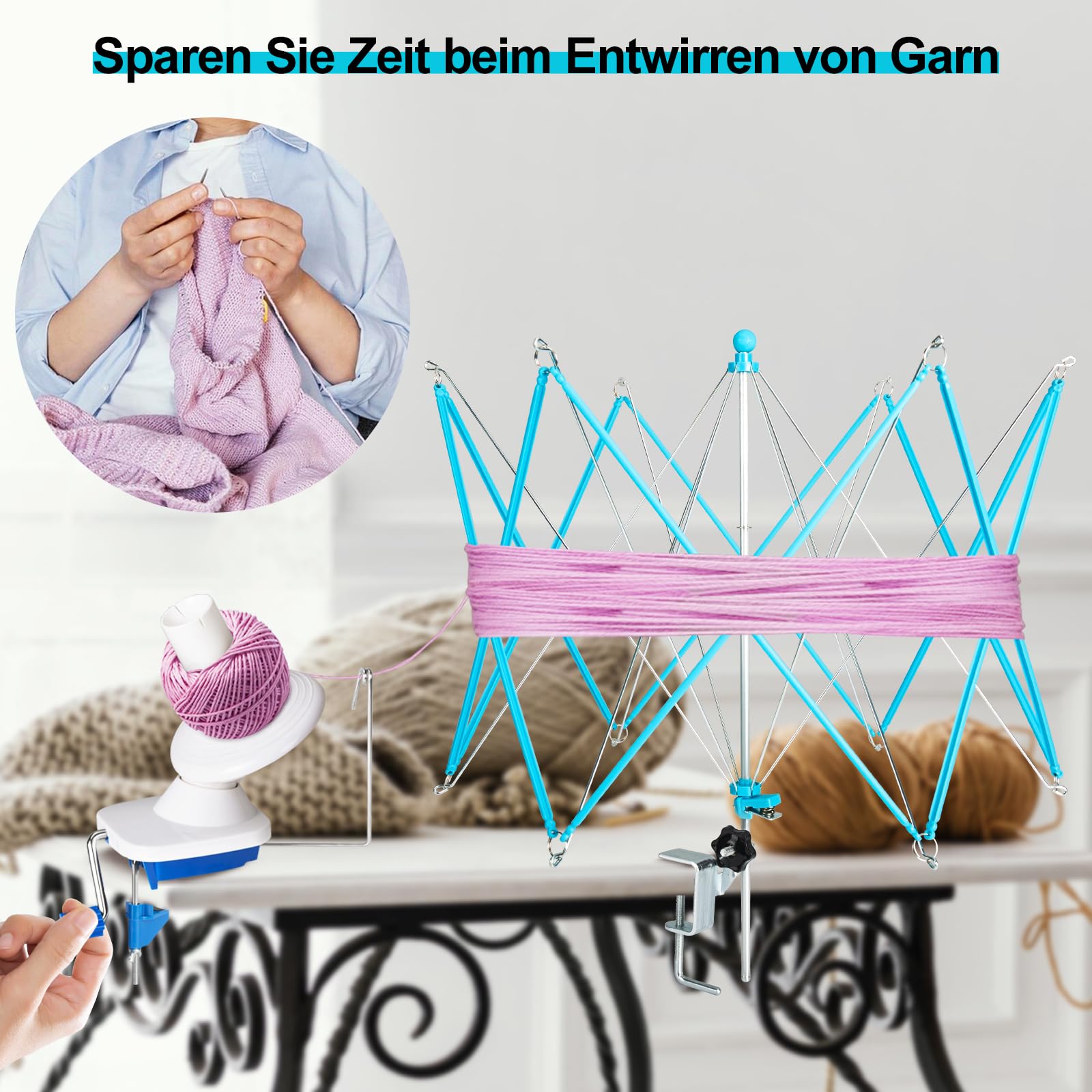 Wollwickler Mit Haspel, Schirmhaspel Und Wollwickler, Garnwickler FüR HäKeln, FüR Strickbegeisterte Veredelung Wolle, Garn