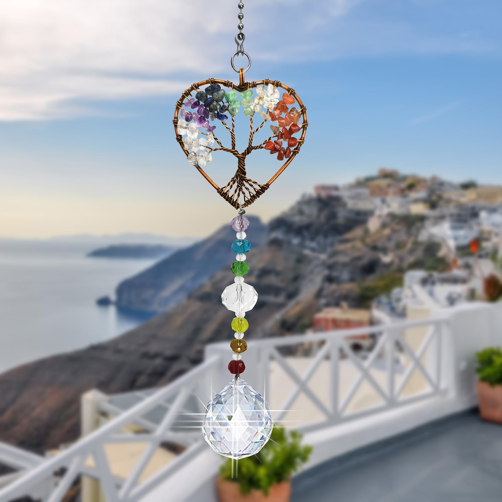 Kristall Baum Des Lebens Traumfänger - Fensterdeko Mit Achatsteinen 65cm