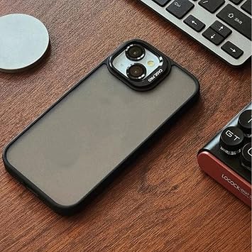Coverzone iPhone 13 ile uyumlu Kamera Lens Aparatlı Stand Olabilen Kamera Korumalı Şeffaf Transparan Siyah Full Color Telefon Kılıfı