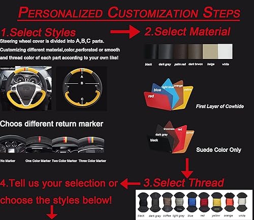 Miniatura 9 de JI Loncky Funda de cuero para volante para Chevrolet 2008-2013 Silverado 1500Silverado 2500 35002007-2014 Tahoe2007-2014 Suburban 15002007-2013