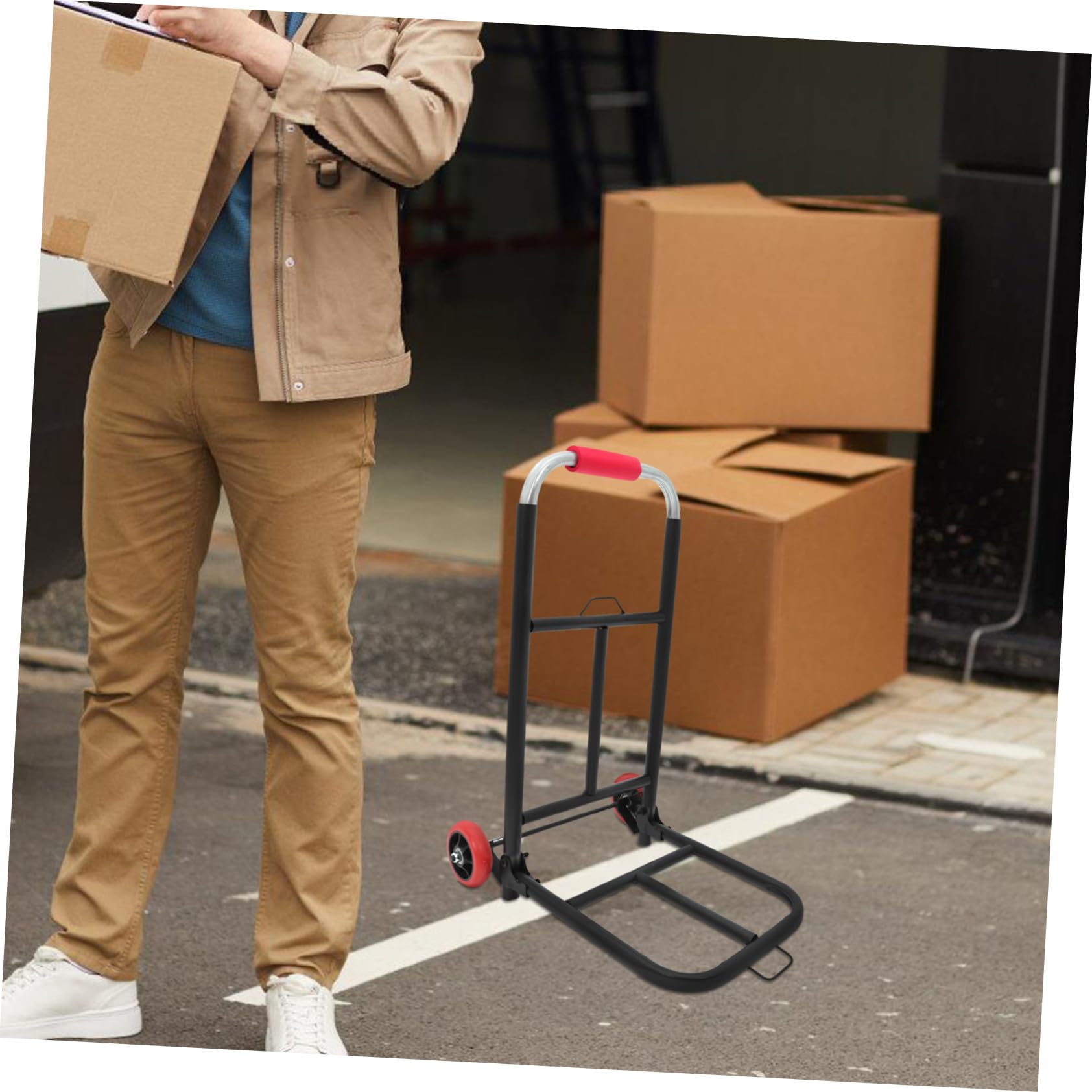 Carrello Pieghevole Portavaligie Nero in Ferro e Pu 35 Kg | Manico Regolabile, Uso Versatile per Spostamenti e Acquisti, Ruote in Pu, Formato Medio