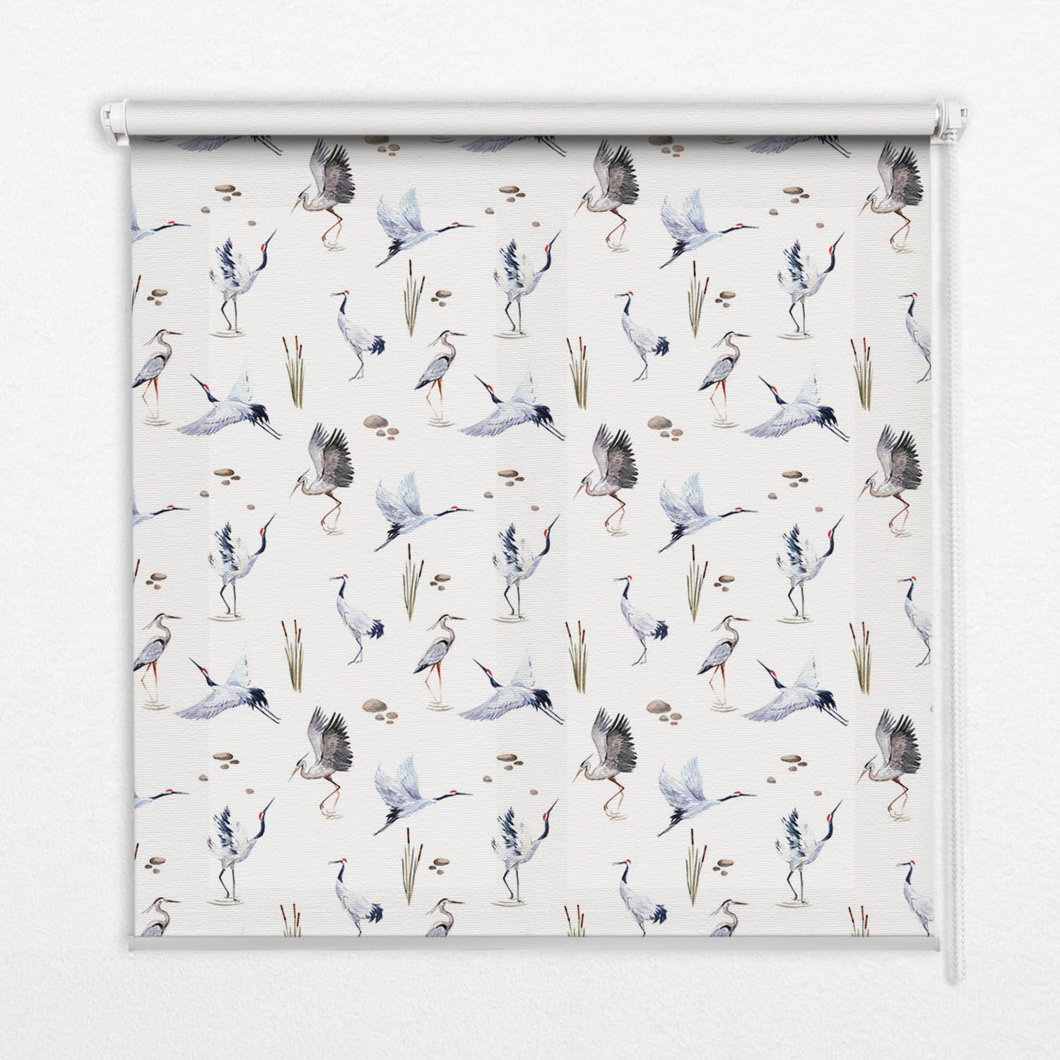 Store enrouleur occultant 60x180cm sans perçage motif hérons bleus Tulup