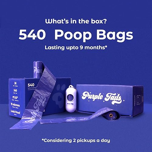 Miniatura 3 de Bolsas para excrementos de perro, 36 rollos, 540 bolsas con soporte para bolsas de excremento de perro, bolsas perfumadas ultra gruesas y a prueba