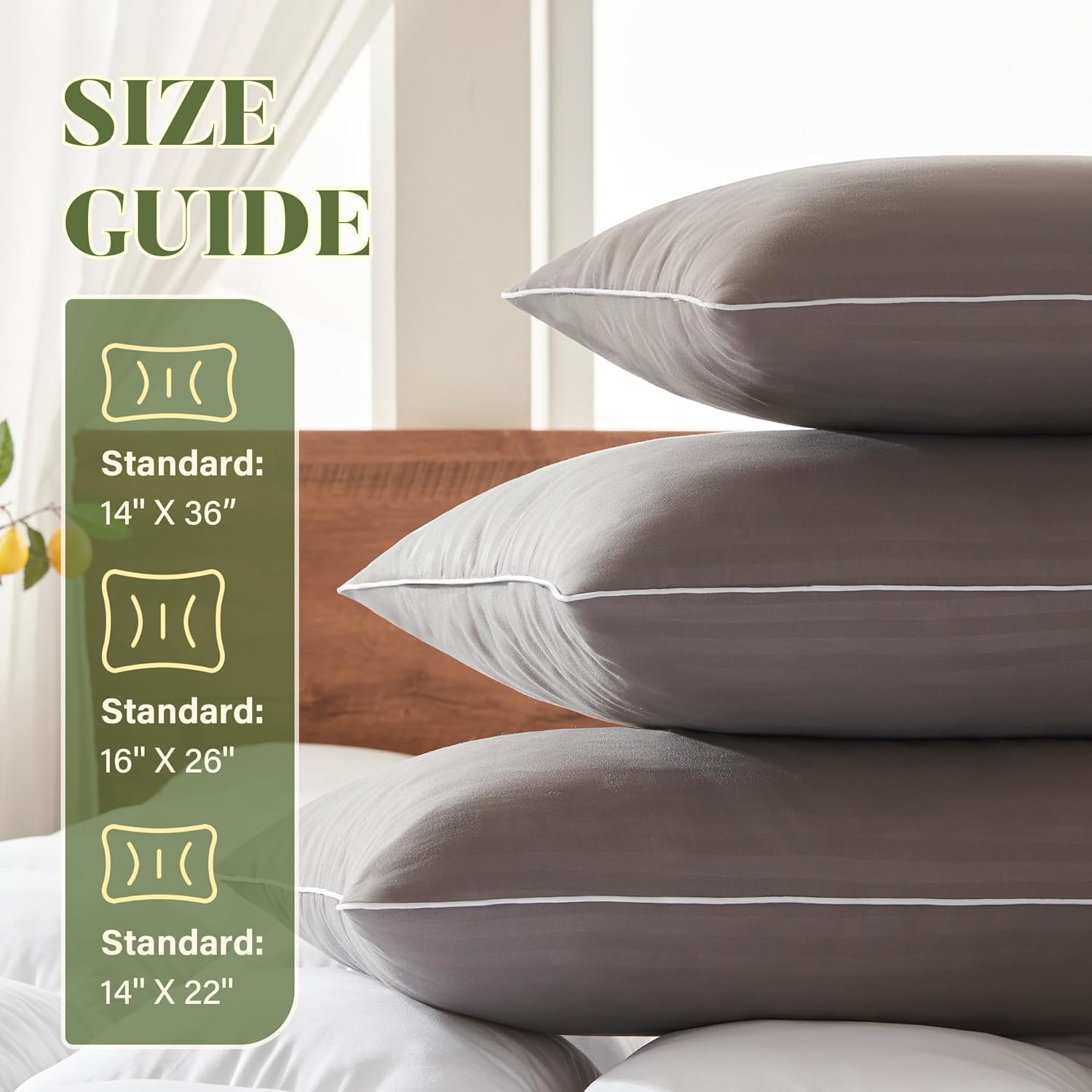 Memory Foam 14 x 36 Inch Throw Pillow Insert, Premium Lumbar Pillow Insert for Decorative Throw Pillow, Living Room, Couch and Sofa, 14 x 36 Inch, Gray - Image 6