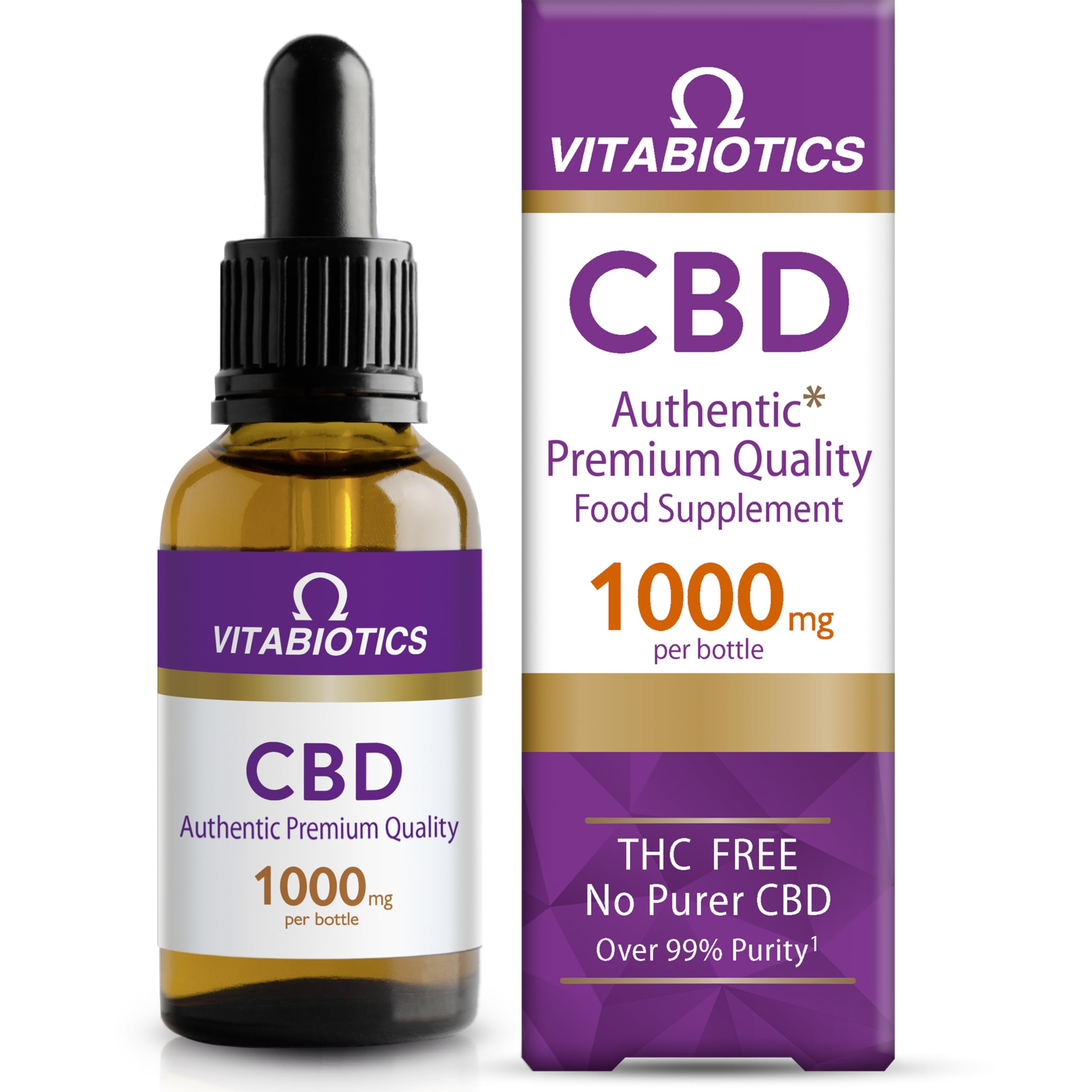 Vitabiotics Brains CBD Purity 99 Percent THC Free - 1000 mg/Bottle