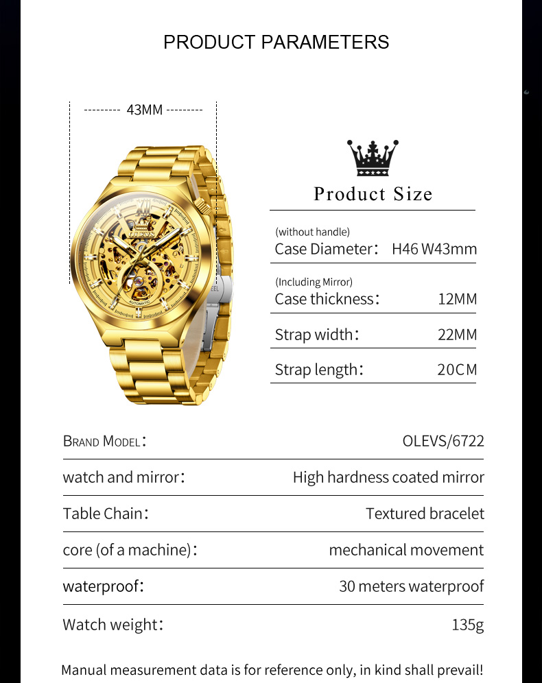 Image of OLEVS Mens Skeleton Watches Automatic Self Winding Mechanical Designer Luxury Dress Stainless Steel Waterproof Original Wrist Watches for Men