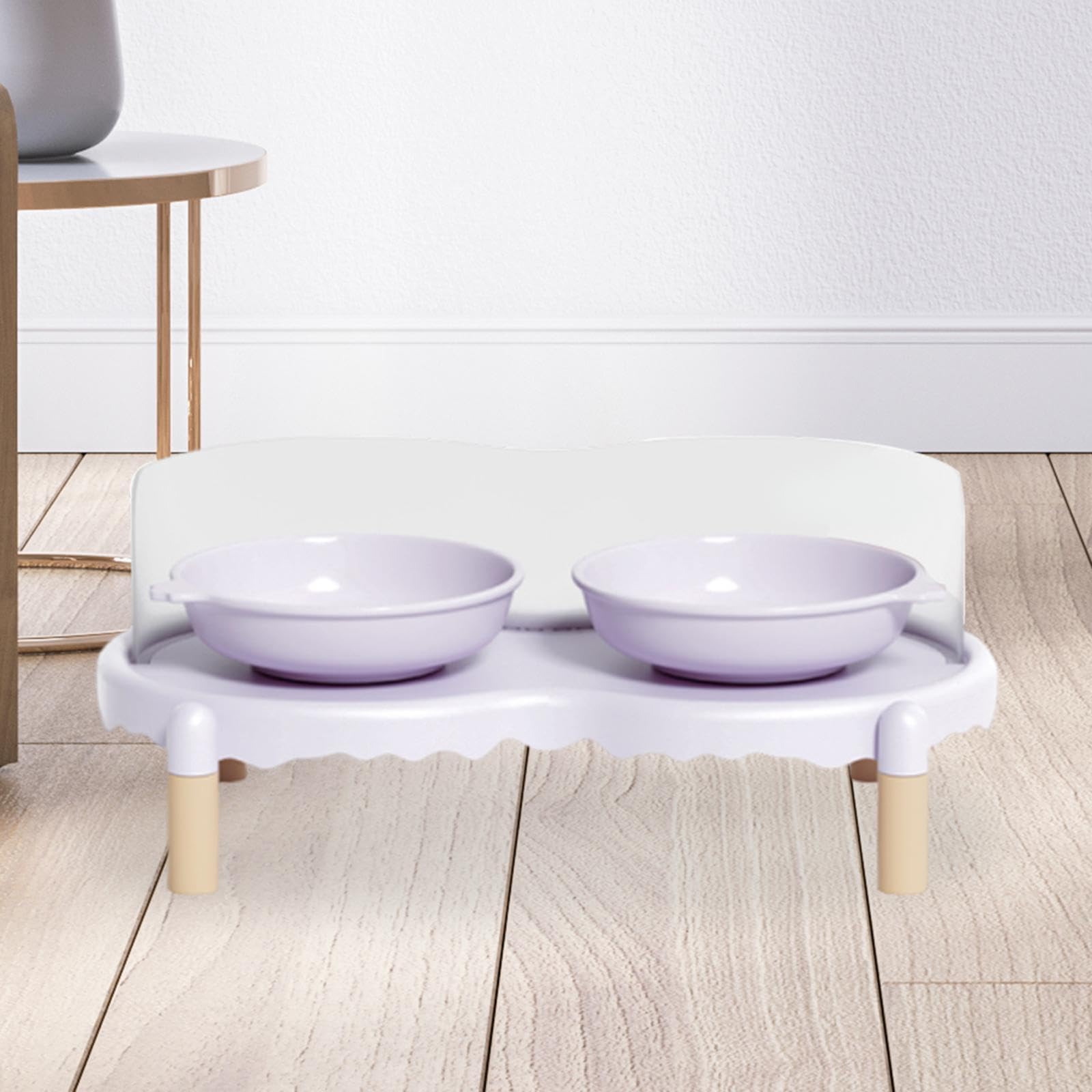 Gamelles surélevées pour Chats, Ensemble de Gamelles pour Animaux de Compagnie avec Protection Anti-éclaboussures, Support Antidérapant, en Céramique, Violet