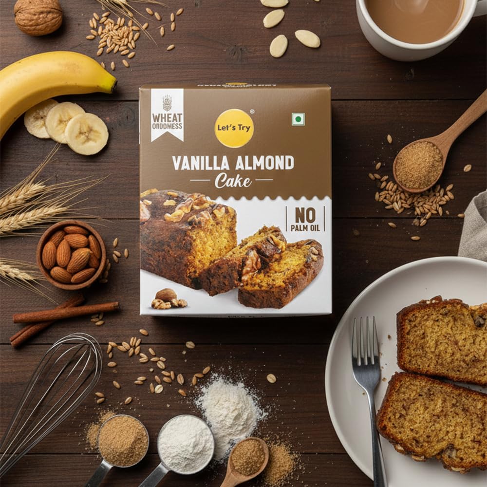Let's Try Vanilla Almond Cake | 0% Maida, 130g-picture-14