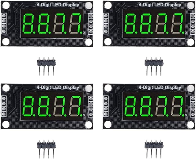 4 Sets Digital Tube 4 Digit LED Display Module 0.36in 7 Segment Clock Module TM1637 Drive Chip Tube Clock Display(Green MRA110E)