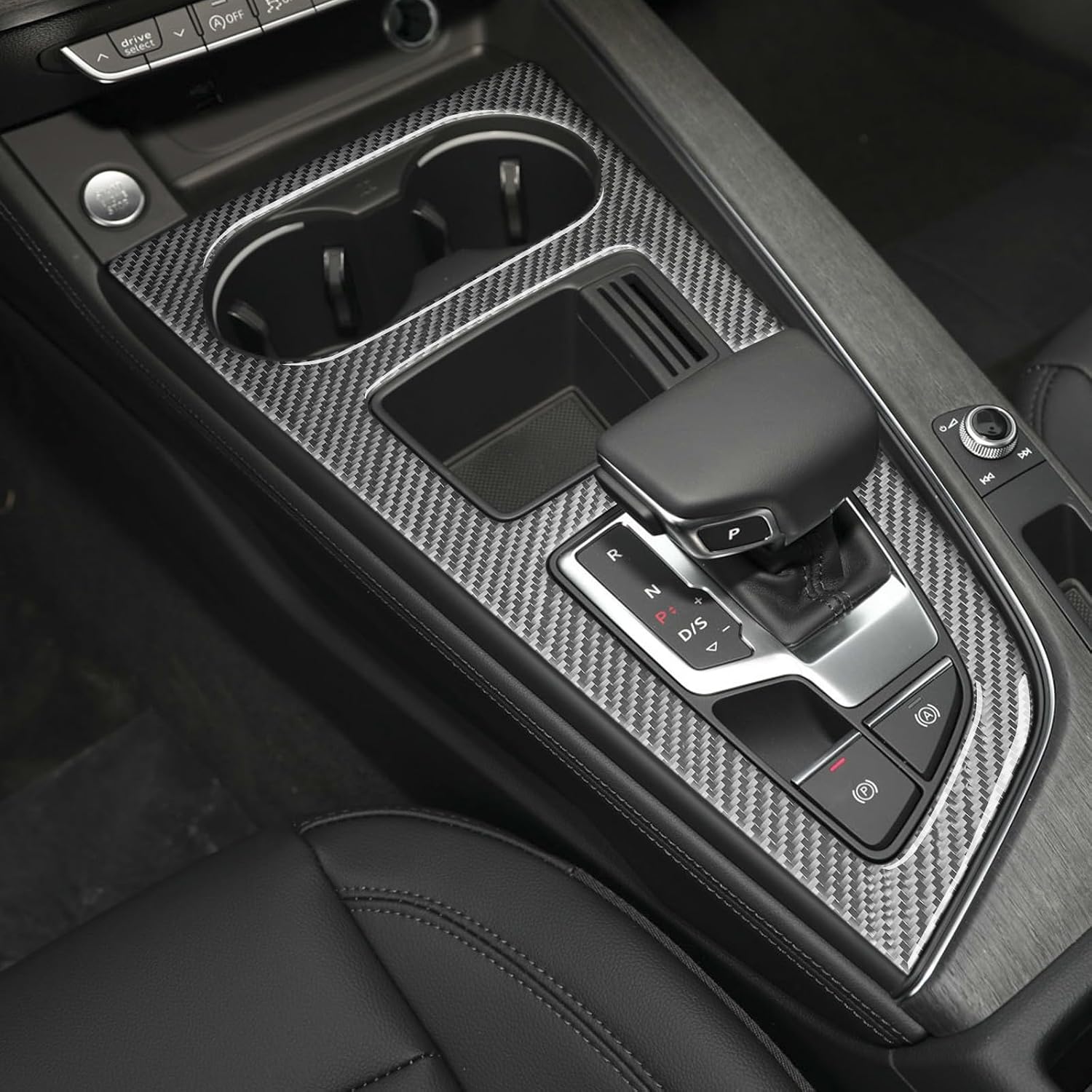 Real Carbon Fiber for Audi B9 A4 S4 RS4 2020-2025 / A5 S5 RS5 2021-2025 2022 2023 2024 Allroad Sportback Accessories Center Console Gear Shift Panel Cover Trim Interior Sticker Black