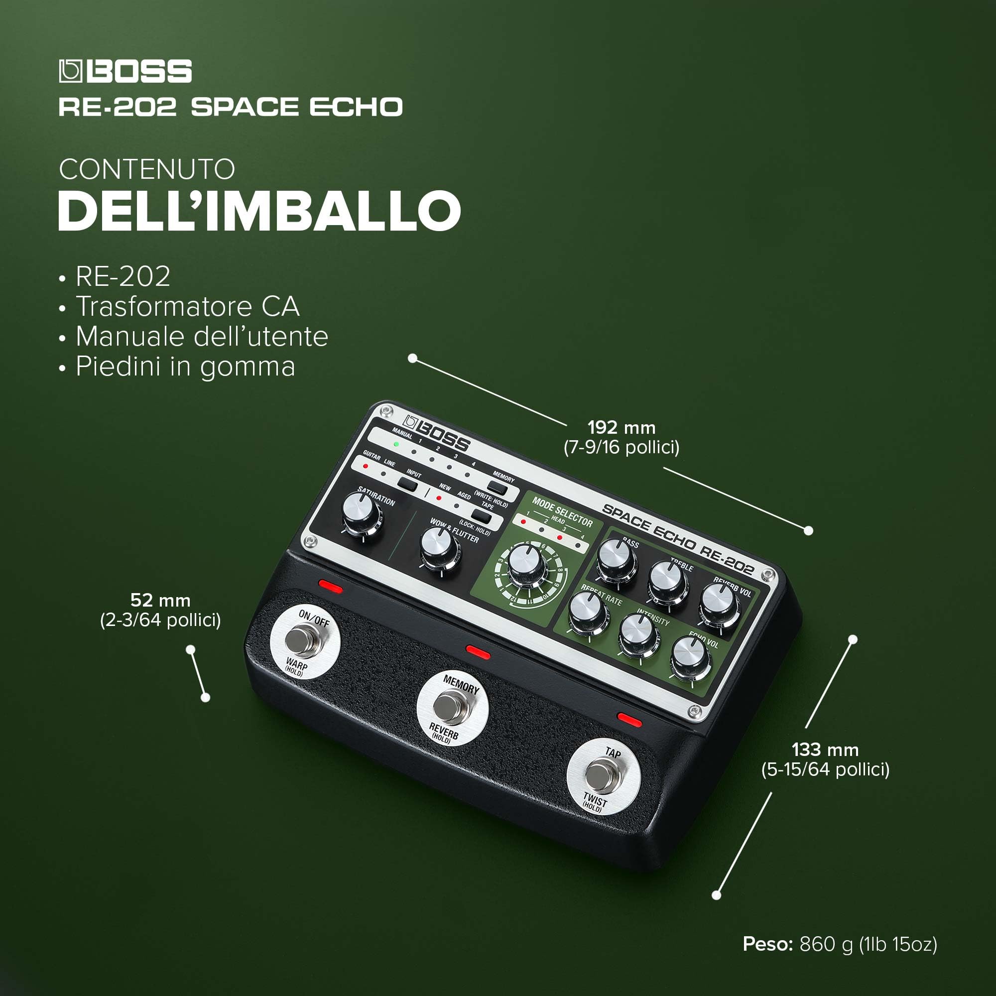 BOSS RE-202 Space Echo | Pedale Effetti Tape Echo Delay Riverbero