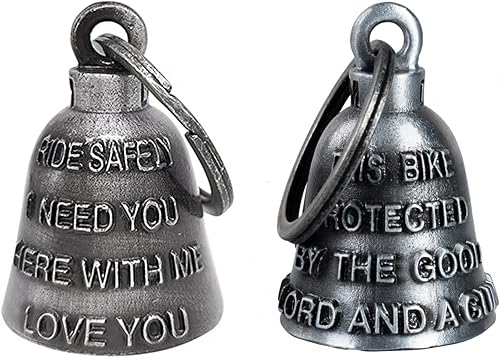 Miniatura 7 de Paquete de 2 campanas de motocicleta para motociclista de buena suerte, campanas de montar con colgador, accesorio de motocicleta o llavero para la